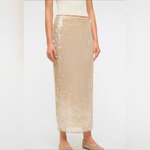 NWT STAUD Sequin Pencil Skirt, Size 8 Champagne Color
